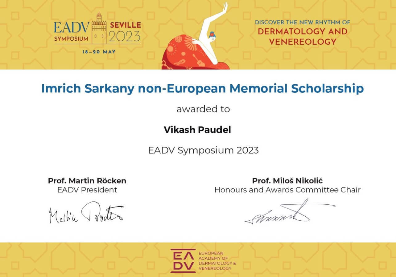 Imrich Sarkany Award - Best Dermatologist in Kathmandu